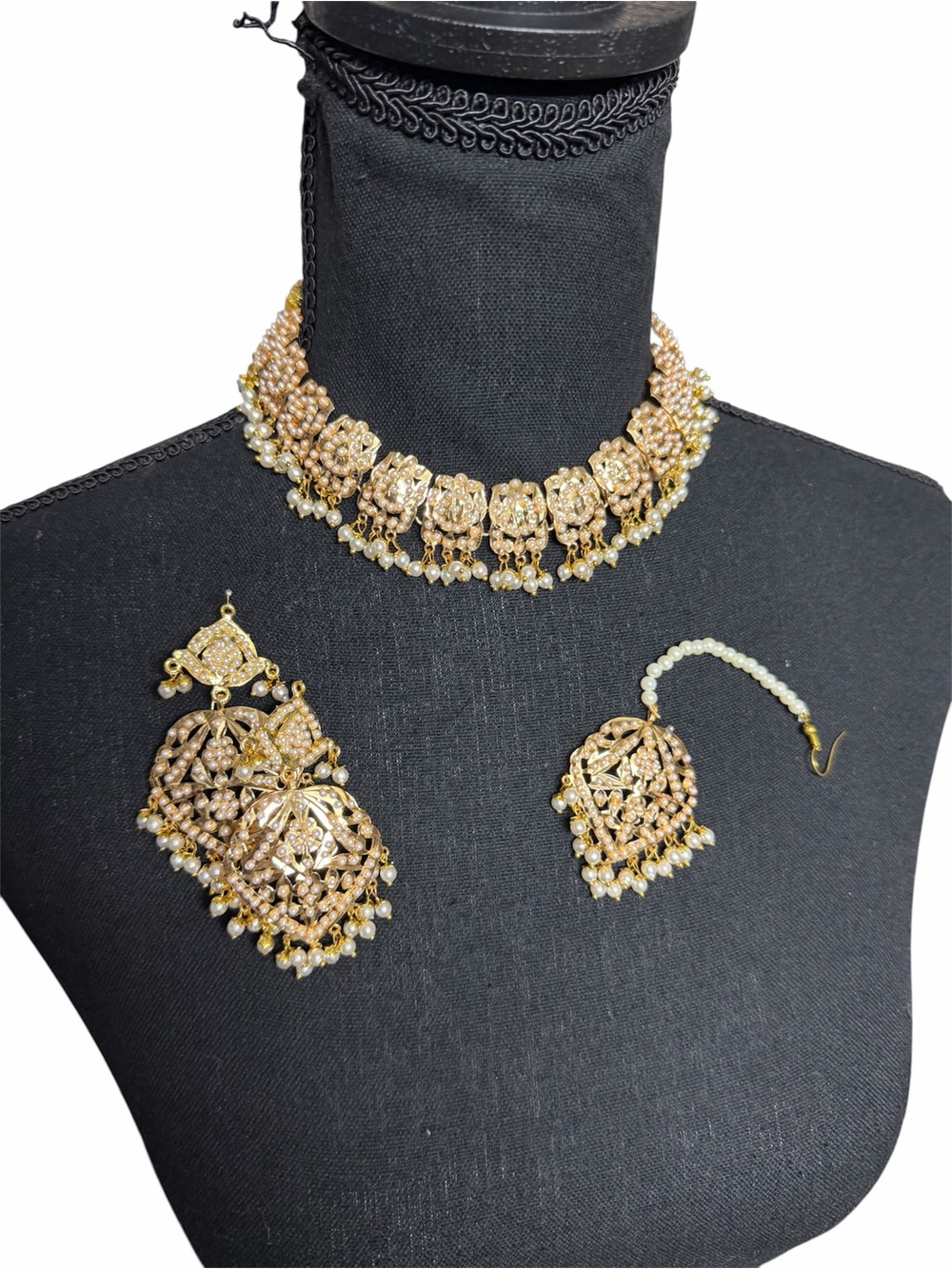 Pearl jadau necklace set bridal Pakistani Indian Bollywood